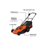 Black + Decker 13 Amp 20" Corded Electric Lawn Mower – 6-Height Adjustable, Foldable Handle, Winged Blade, Plug-In Lawnmower - Image 2
